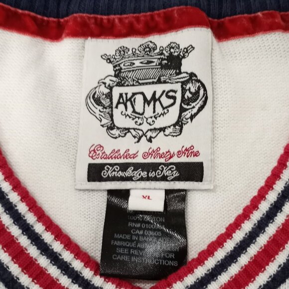 AKADEMIKS WHITE V-NECK PREPPY SWEATER MEN SIZE XL - Picture 4 of 8